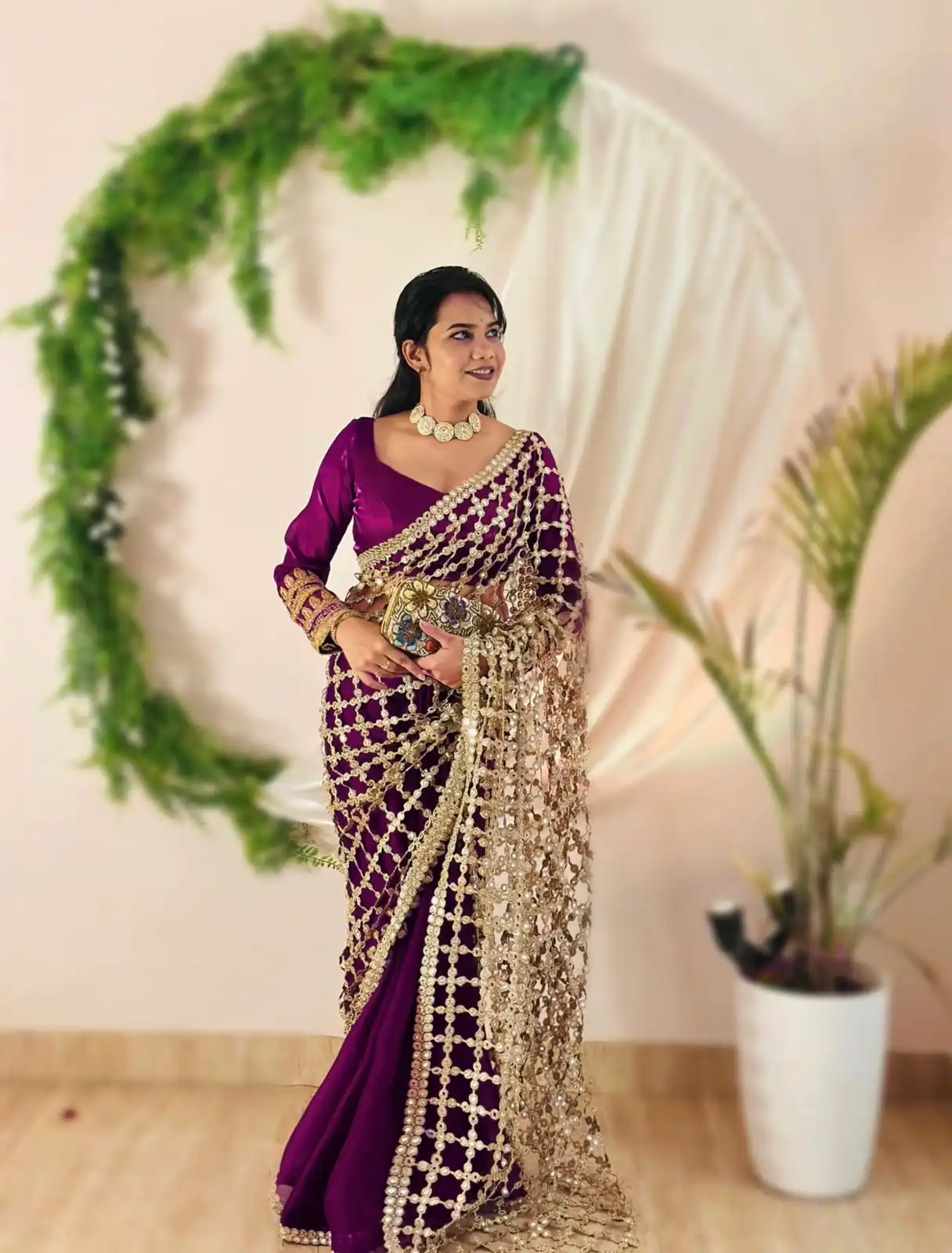 SRK 5322 Wine Fendy Silk Saree with Lace Work & Mirror Work. Wedding, Party, Festive, Events, Festive Deal ₹2499. Delivery 4-6 Working Days. Shop now. | Designer Sarees, Sarees, Bollywood Sarees, Creative Sarees, Embroidered Sarees, Ethnic Saree, Modern Digital sarees, Party Wear Sarees