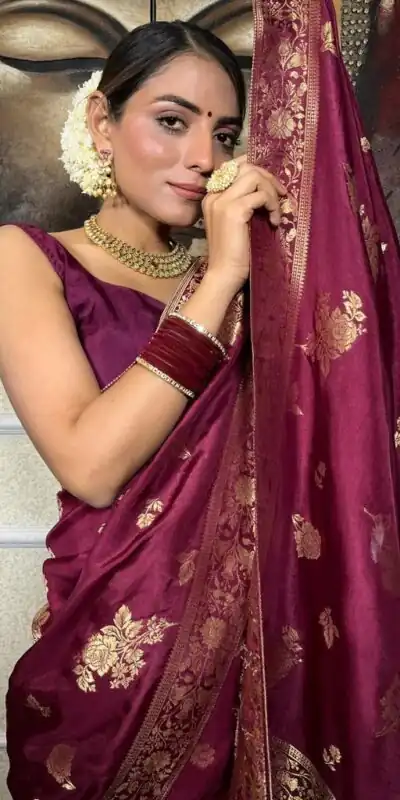 KPR 226 Wine Soft Lichi Silk Saree Perfect for Wedding, Party, Raksha Bandhan, Sangeet, Eid – . Get it for ₹1399. Delivery 4-6 Working Days. | Designer Sarees, Sarees, Bollywood Sarees, Creative Sarees, Embroidered Sarees, Ethnic Saree, Modern Digital sarees, Party Wear Sarees