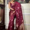 KPR 226 Wine Soft Lichi Silk Saree Perfect for Wedding, Party, Raksha Bandhan, Sangeet, Eid – . Get it for ₹1399. Delivery 4-6 Working Days. | Designer Sarees, Sarees, Bollywood Sarees, Creative Sarees, Embroidered Sarees, Ethnic Saree, Modern Digital sarees, Party Wear Sarees