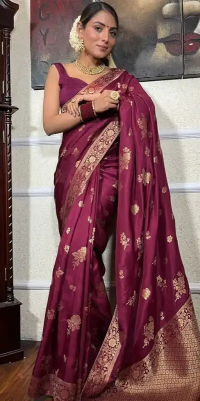 KPR 226 Wine Soft Lichi Silk Saree Perfect for Wedding, Party, Raksha Bandhan, Sangeet, Eid – . Get it for ₹1399. Delivery 4-6 Working Days. | Designer Sarees, Sarees, Bollywood Sarees, Creative Sarees, Embroidered Sarees, Ethnic Saree, Modern Digital sarees, Party Wear Sarees
