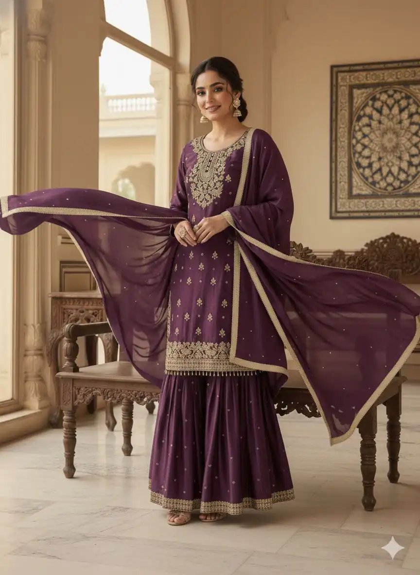 LG 2062 Wine Organza Silk Salwar Suit with Embroidery Work. Wedding, Party, Festive, Events Exclusive Offer ₹2499. Delivery 4-6 Working Days. Shop now. | Jump Suits, Salwar suit, Casual Suits, Creative suits, Designer Suits, Palazzo Suits, Party Wear Suits, Patiala Suits, Straight Suits