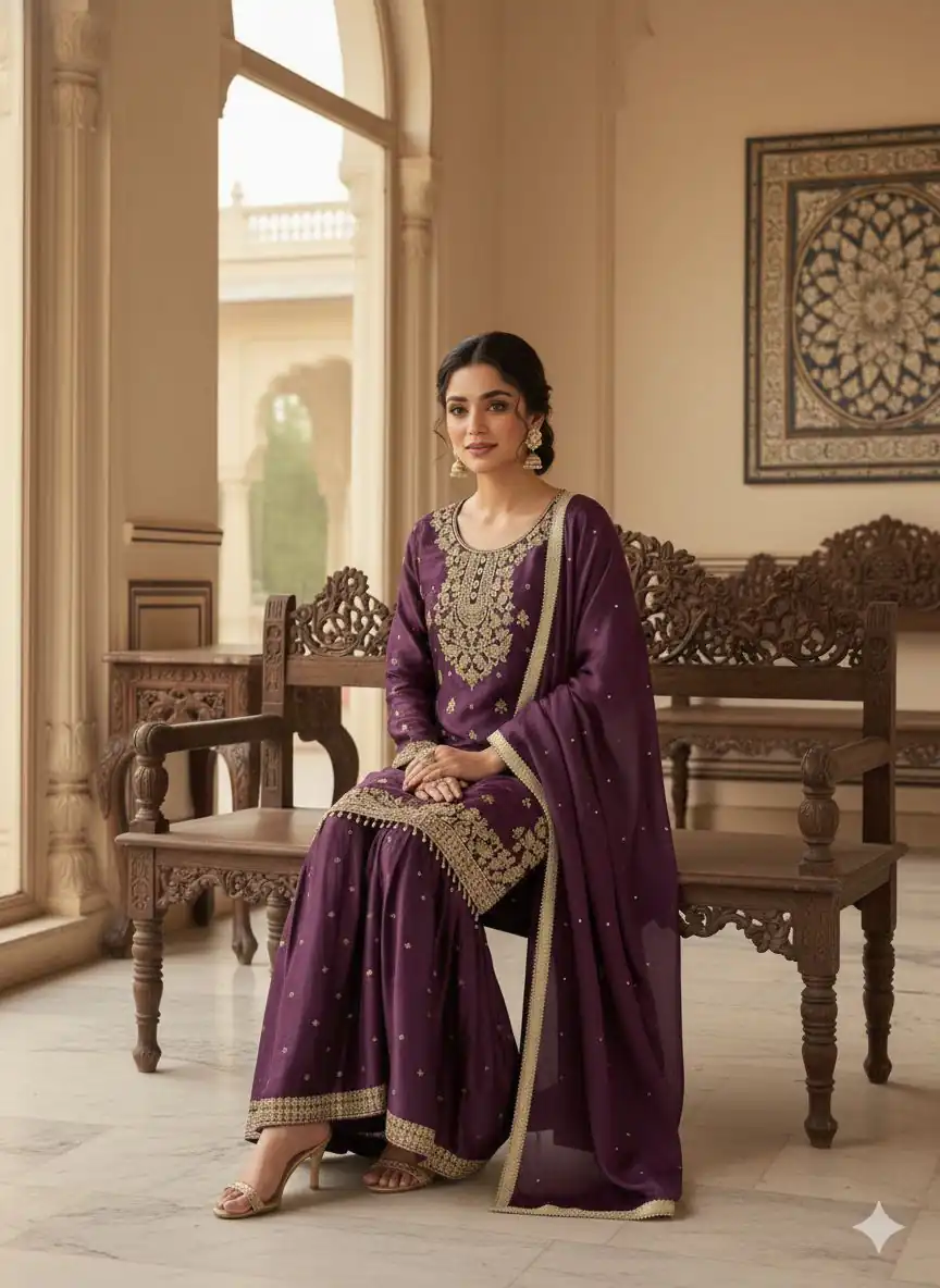 LG 2062 Wine Organza Silk Salwar Suit with Embroidery Work. Wedding, Party, Festive, Events Exclusive Offer ₹2499. Delivery 4-6 Working Days. Shop now. | Jump Suits, Salwar suit, Casual Suits, Creative suits, Designer Suits, Palazzo Suits, Party Wear Suits, Patiala Suits, Straight Suits