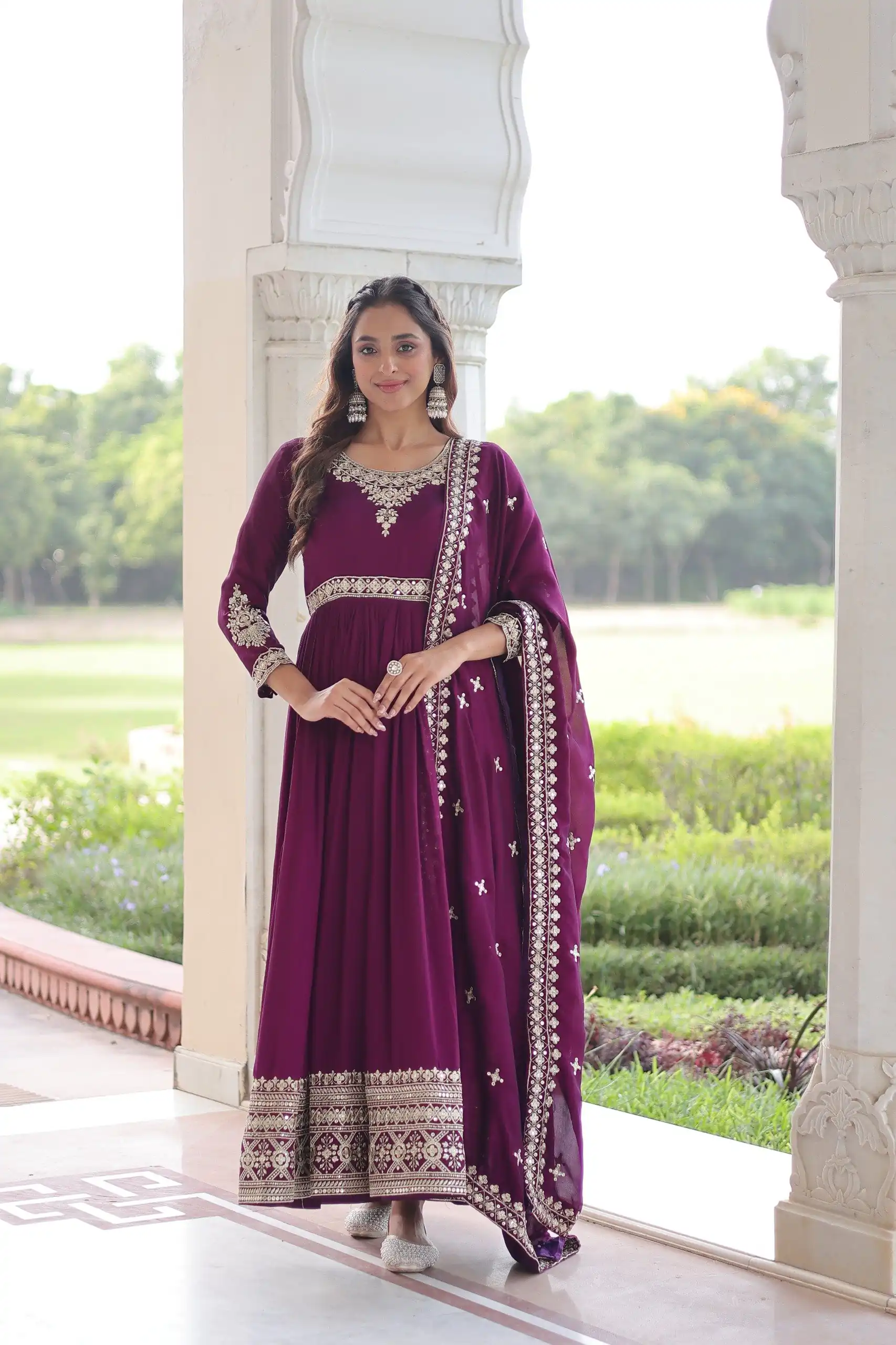 KA 1215 Wine Vichitra Silk Gown Perfect for Wedding, Party, Holi, Anniversary, Mehendi –. Grab it for ₹2449. Delivery 4-6 Working Days. Shop now. | Gowns, Bollywood Gowns, Creative Gowns, Designer Gowns, Embroidered Gowns, Party Wear Gowns