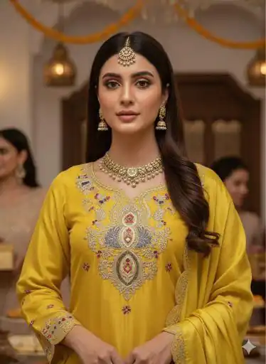 LG 2058 Yellow Chinon Salwar Suit with Embroidery Work. Wedding, Party, Festive, Events, Grab it for ₹2449. Delivery 4-6 Working Days. Shop now. | Jump Suits, Salwar suit, Casual Suits, Creative suits, Designer Suits, Palazzo Suits, Party Wear Suits, Patiala Suits, Straight Suits