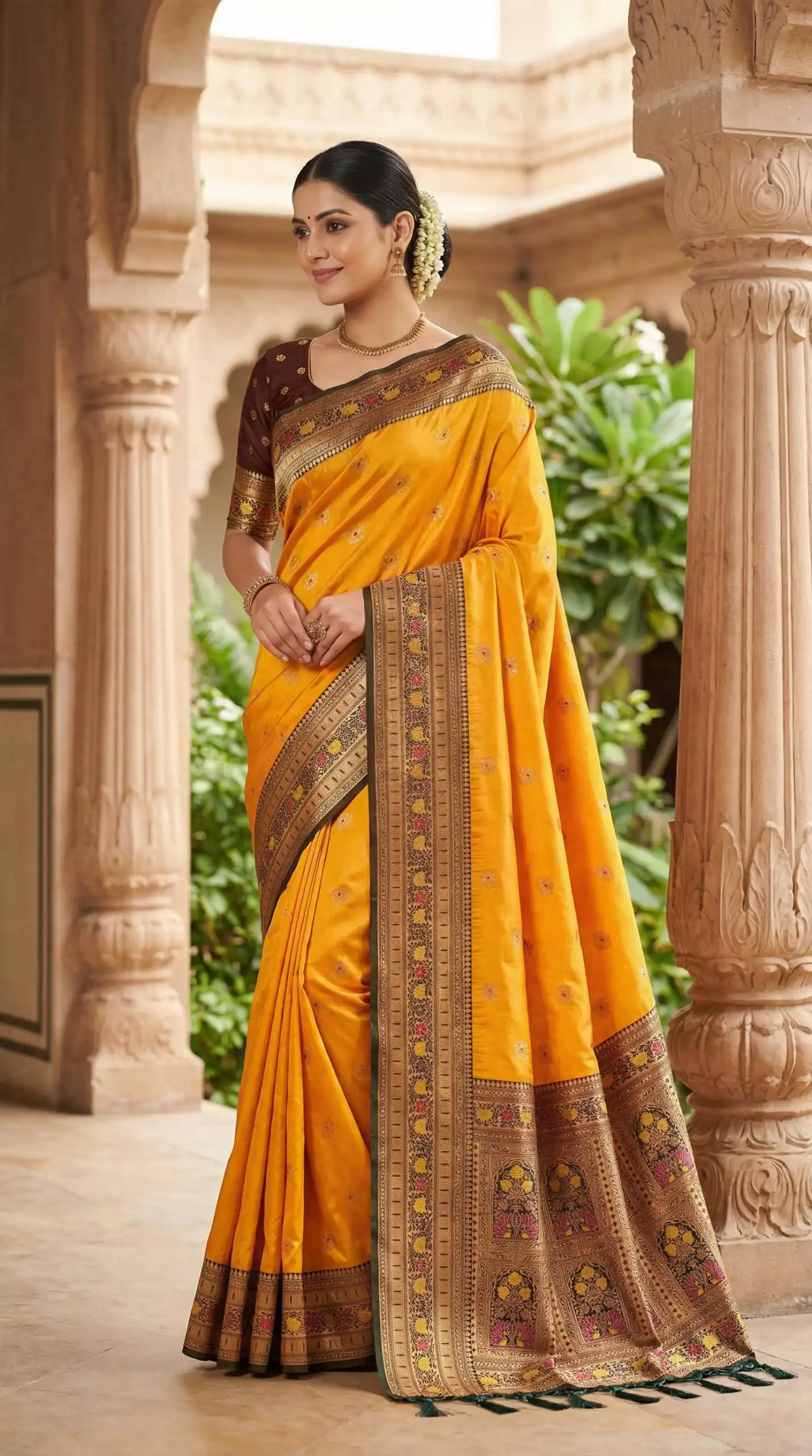 MB 18 Yellow in Color Meenakari Zari Work & Lace Work Saree work. Exclusive Offer ₹2399. Delivery 4-6 Working Days. Shop now. | Designer Sarees, Sarees, Bollywood Sarees, Creative Sarees, Embroidered Sarees, Ethnic Saree, Modern Digital sarees, Party Wear Sarees