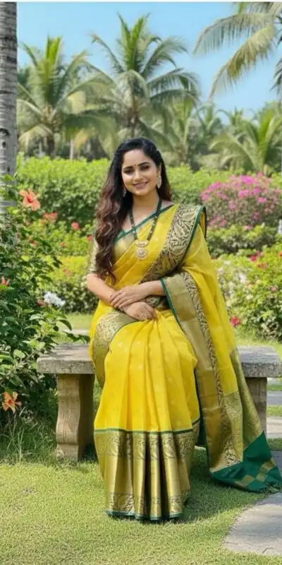 KPR 225 Yellow in Soft Lichi Silk Lace Work & Lace Border Saree . Special Price ₹1449. Delivery 4-6 Working Days. Shop now. | Designer Sarees, Sarees, Bollywood Sarees, Creative Sarees, Embroidered Sarees, Ethnic Saree, Modern Digital sarees, Party Wear Sarees