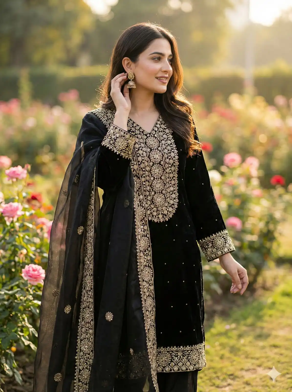 Alluring Black Fendy Silk Sequence Work Salwar Suit - Image 2