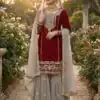 Alluring Maroon Georgette Embroider Work Salwar Suit