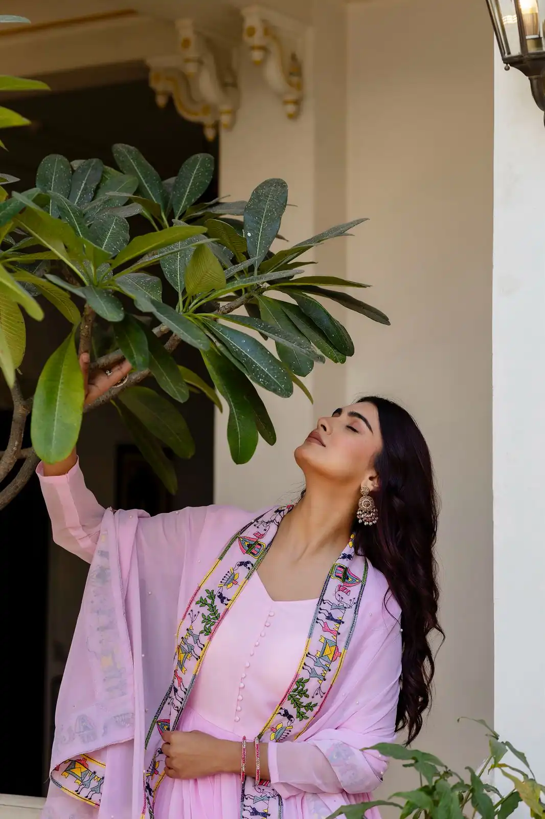 Alluring Pink Georgette Embroider Work Gown - Image 7