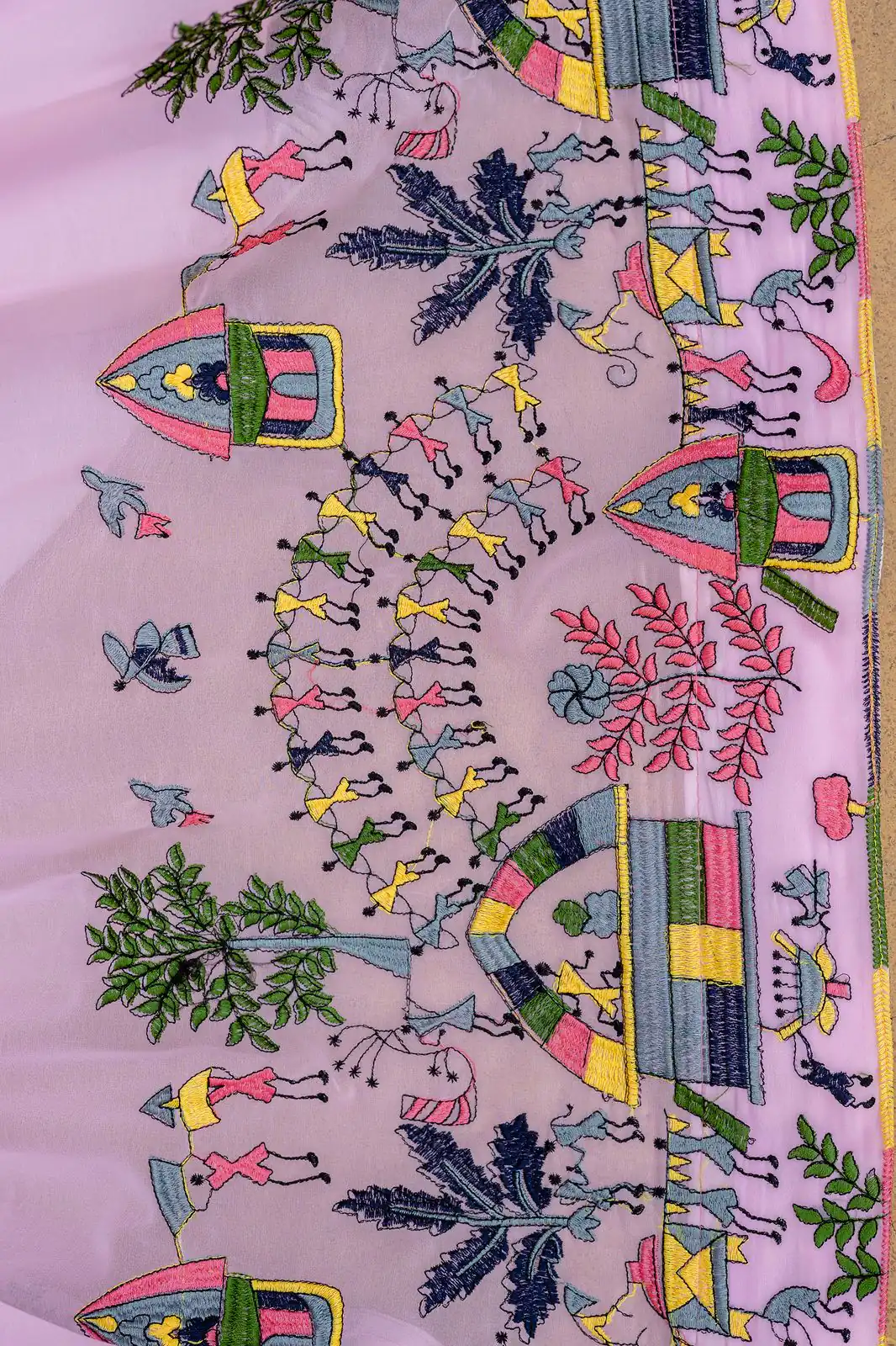 Alluring Pink Georgette Embroider Work Gown - Image 12