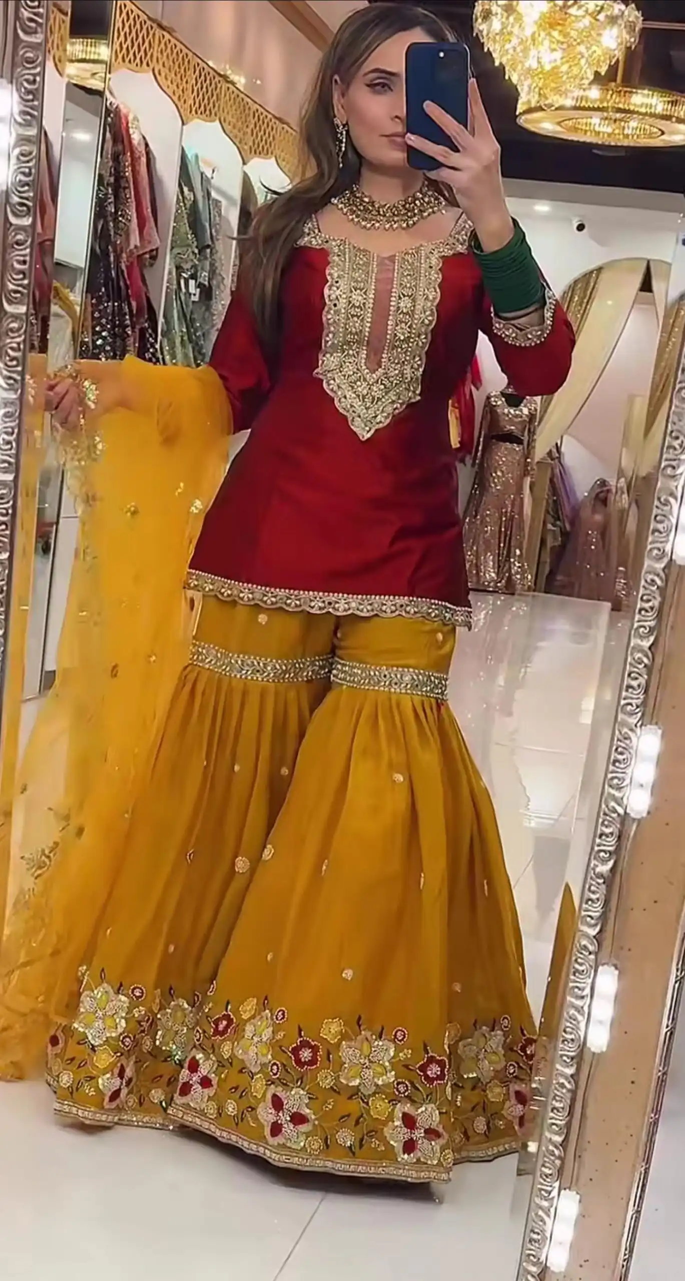 Alluring Red Georgette Embroider Work Salwar Suit