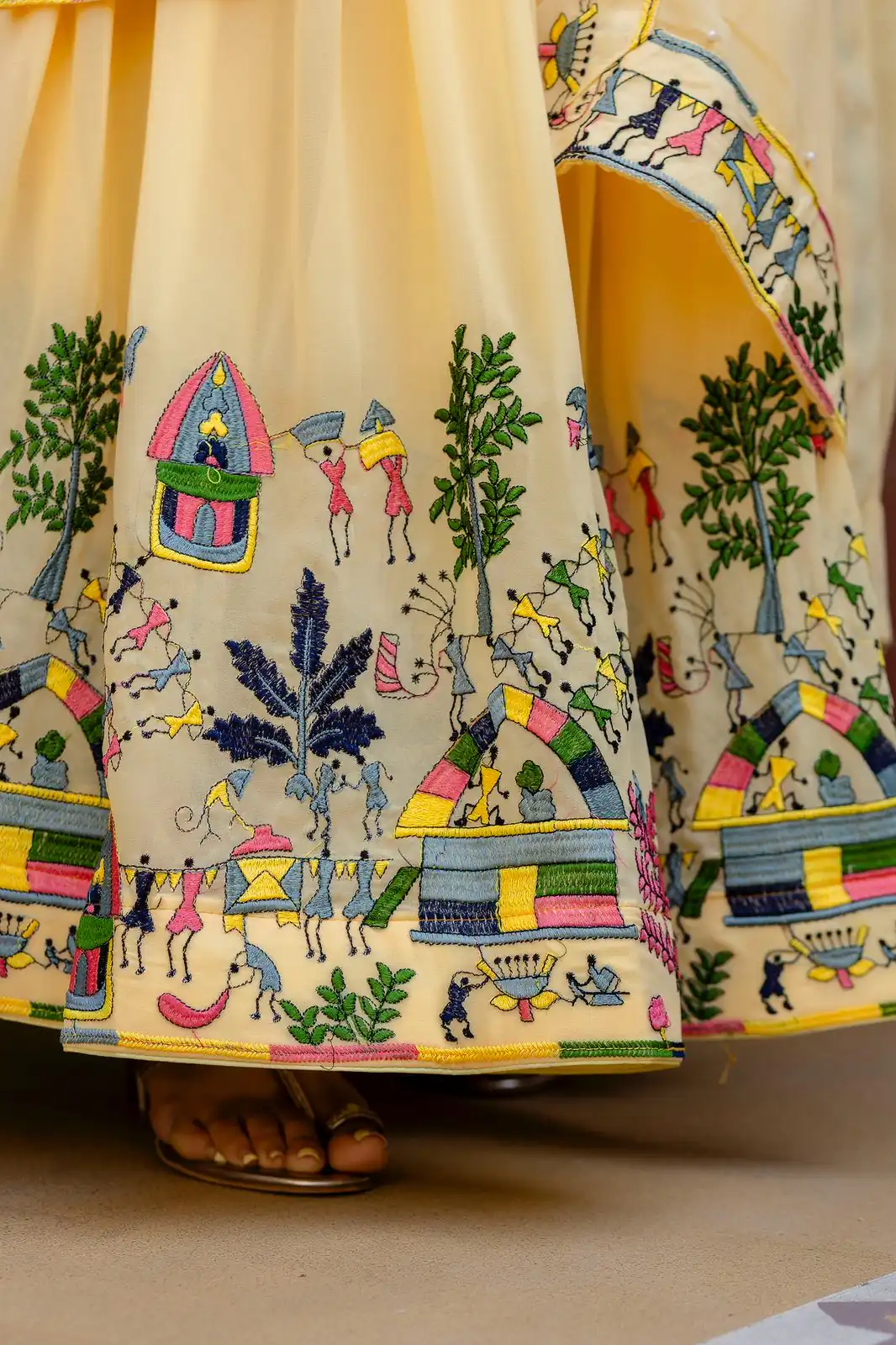 Alluring Yellow Georgette Embroider Work Gown - Image 12