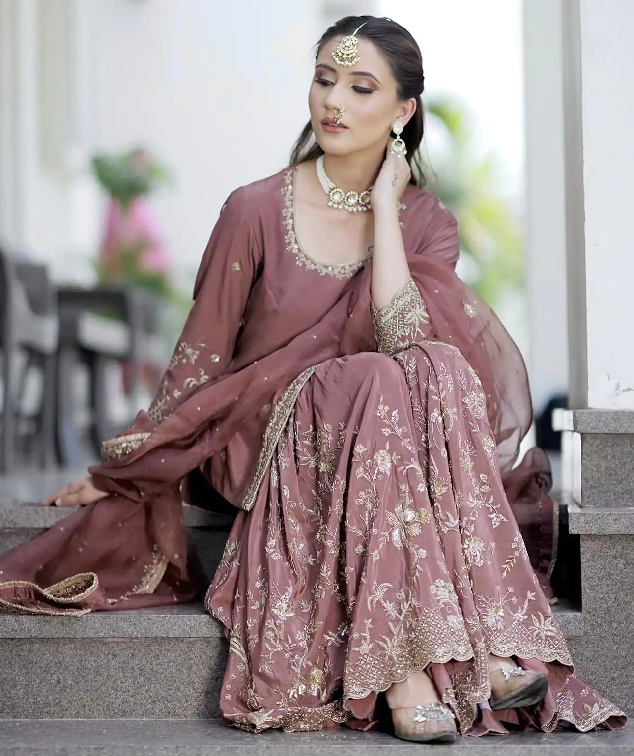 Angelic Onion Chinon Silk Embroider Work Salwar Suit