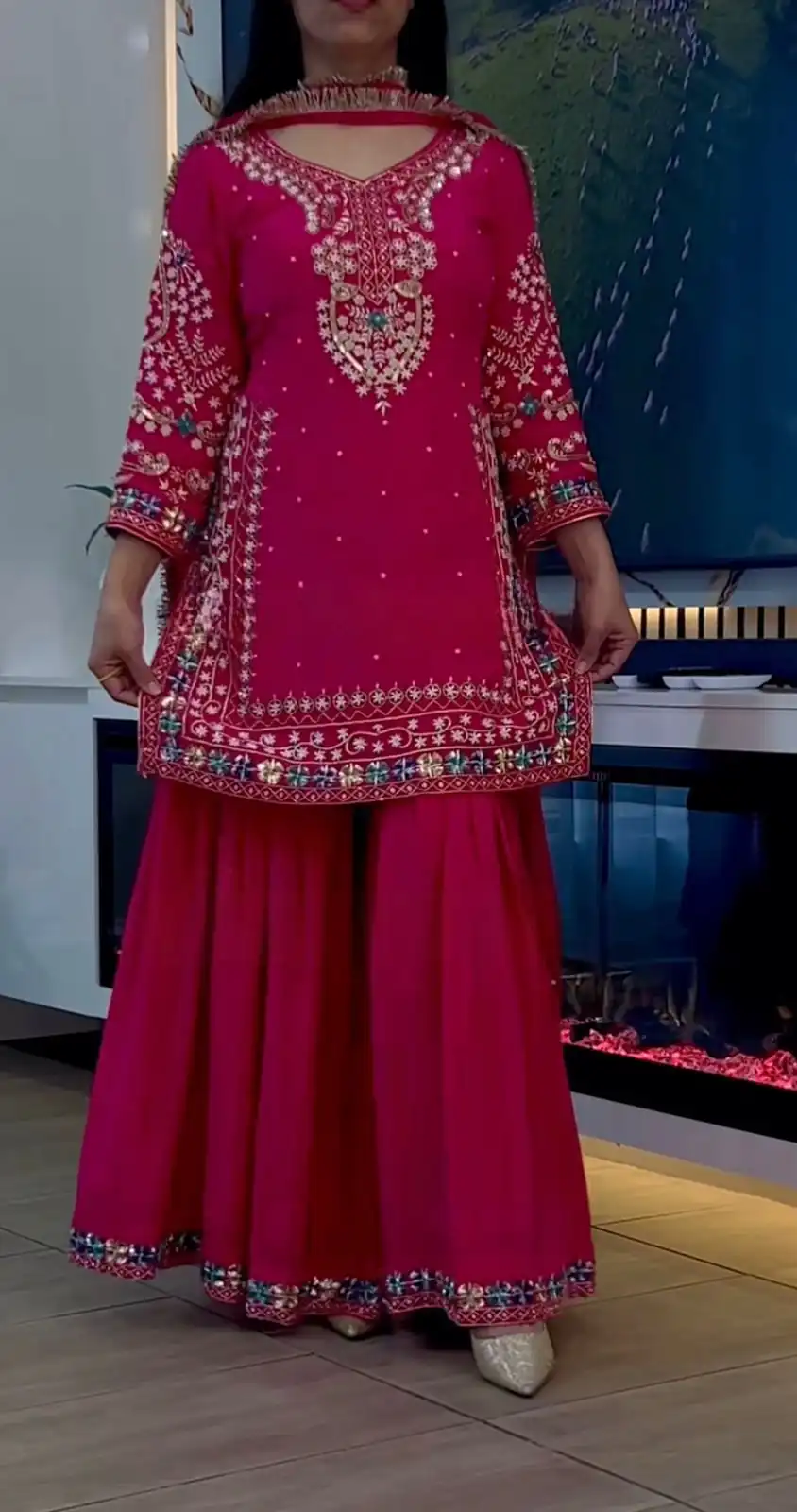 Angelic Pink Chinon Silk Embroider Work Salwar Suit - Image 2