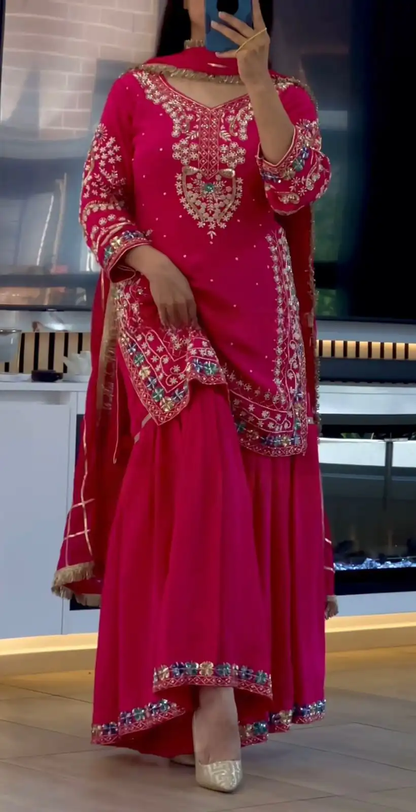 Angelic Pink Chinon Silk Embroider Work Salwar Suit