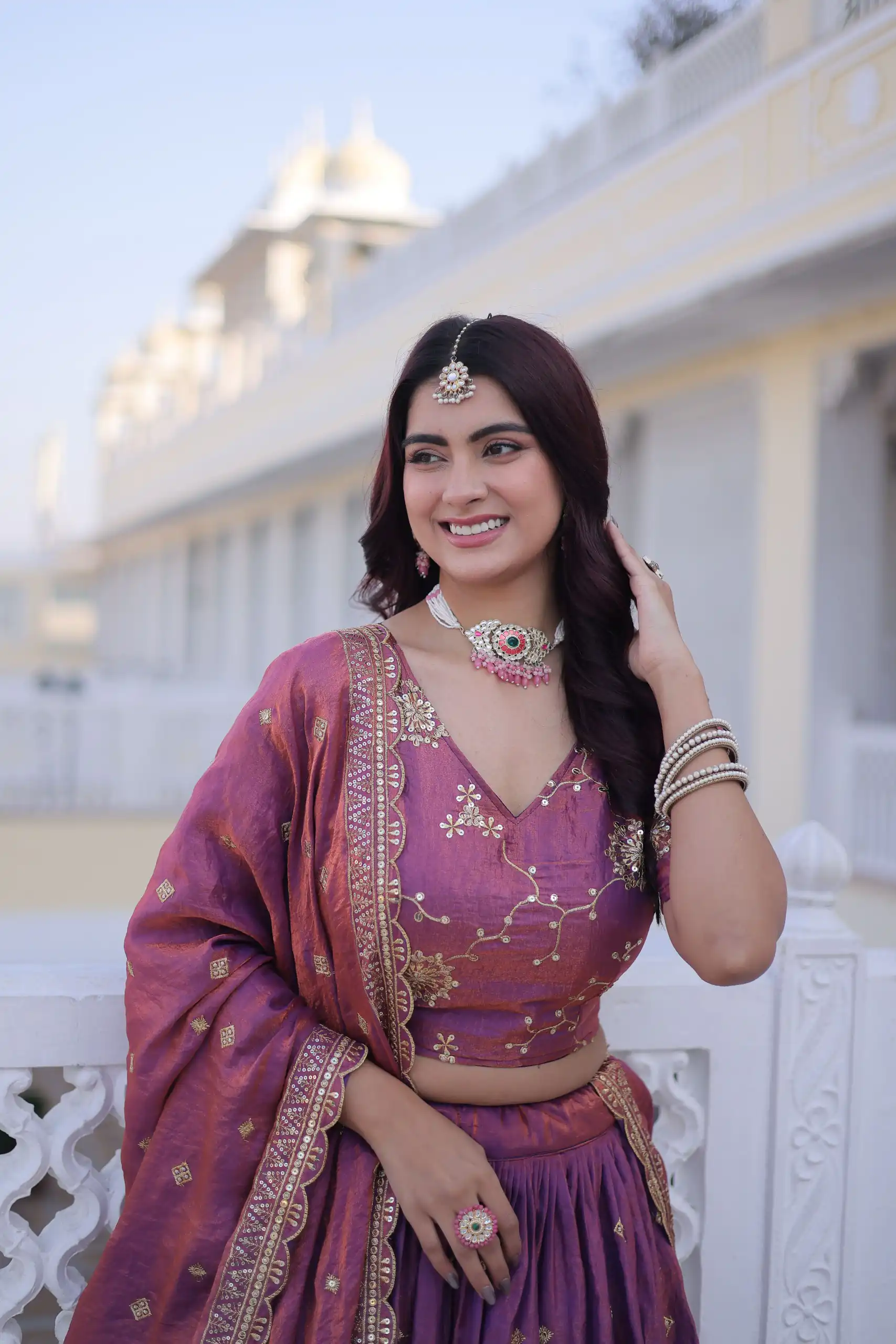 Beautiful Purple Ysl Silk Zari Embroidery Work Lehenga Choli - Image 2