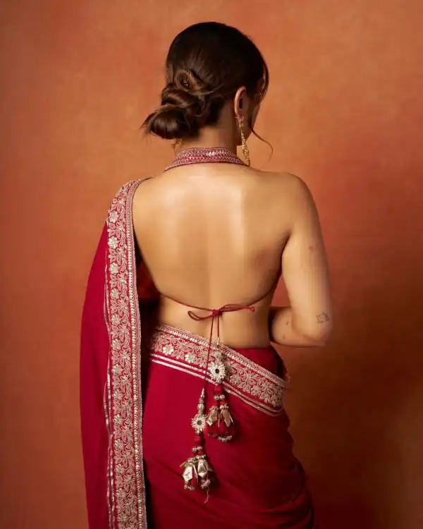 Beautiful Red Soft Rangoli Silk Sequence Work Saree - Image 3