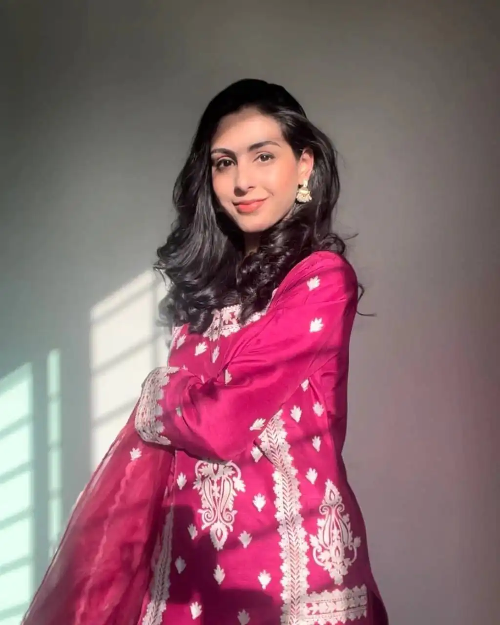 Graceful Pink Cotton Embroidery Work Salwar Suit - Image 2