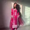 Graceful Pink Cotton Embroidery Work Salwar Suit