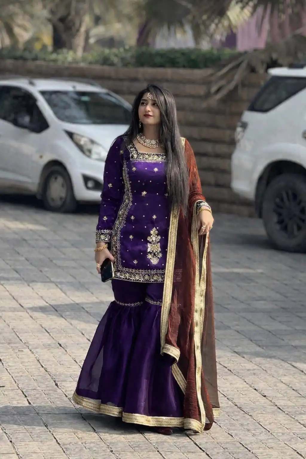 Graceful Purple Zimmy Silk Embroider Work Salwar Suit