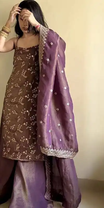Lovely Lavender Zimmy Silk Sequence Work Salwar Suit