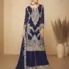Lovely Navy Blue Viscous Chinon Embroidery Work Salwar Suit