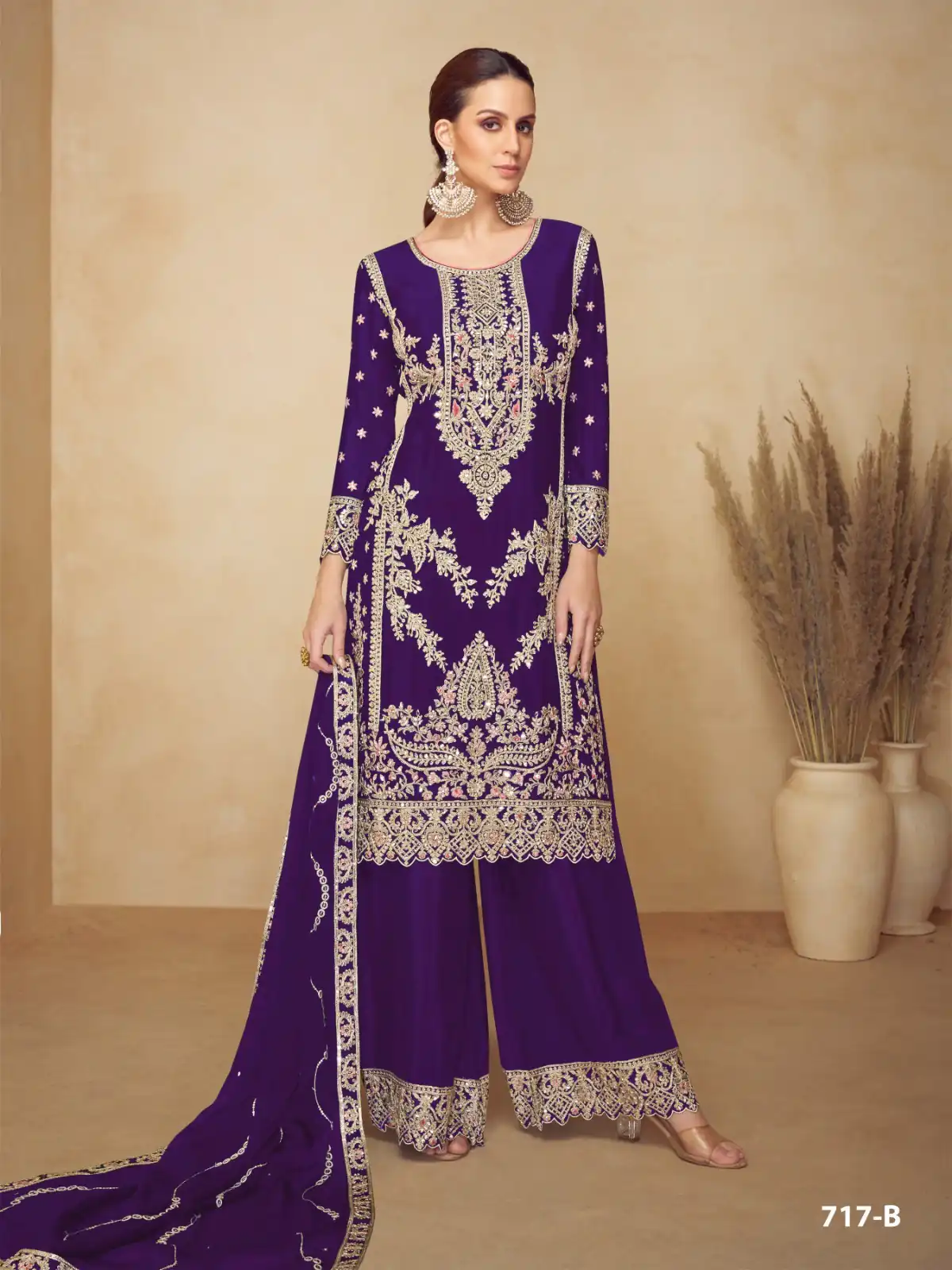 Lovely Purple Viscous Chinon Embroidery Work Salwar Suit