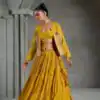 Majestic Yellow Chinon Thread Work Lehenga Choli