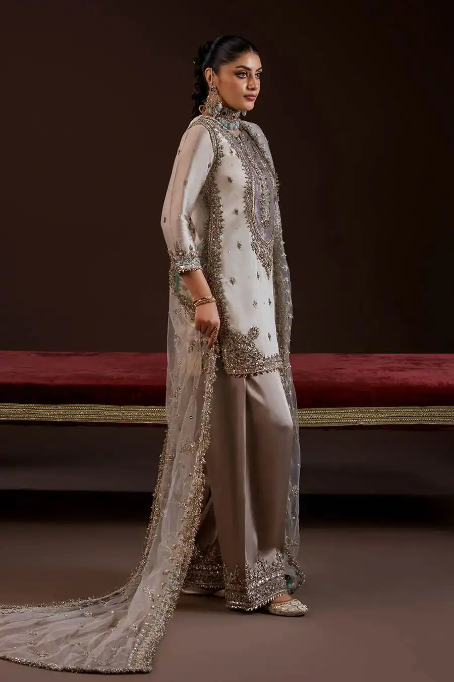 Peaceful Off White Crape Silk Sequence Work Salwar Suit - Image 2