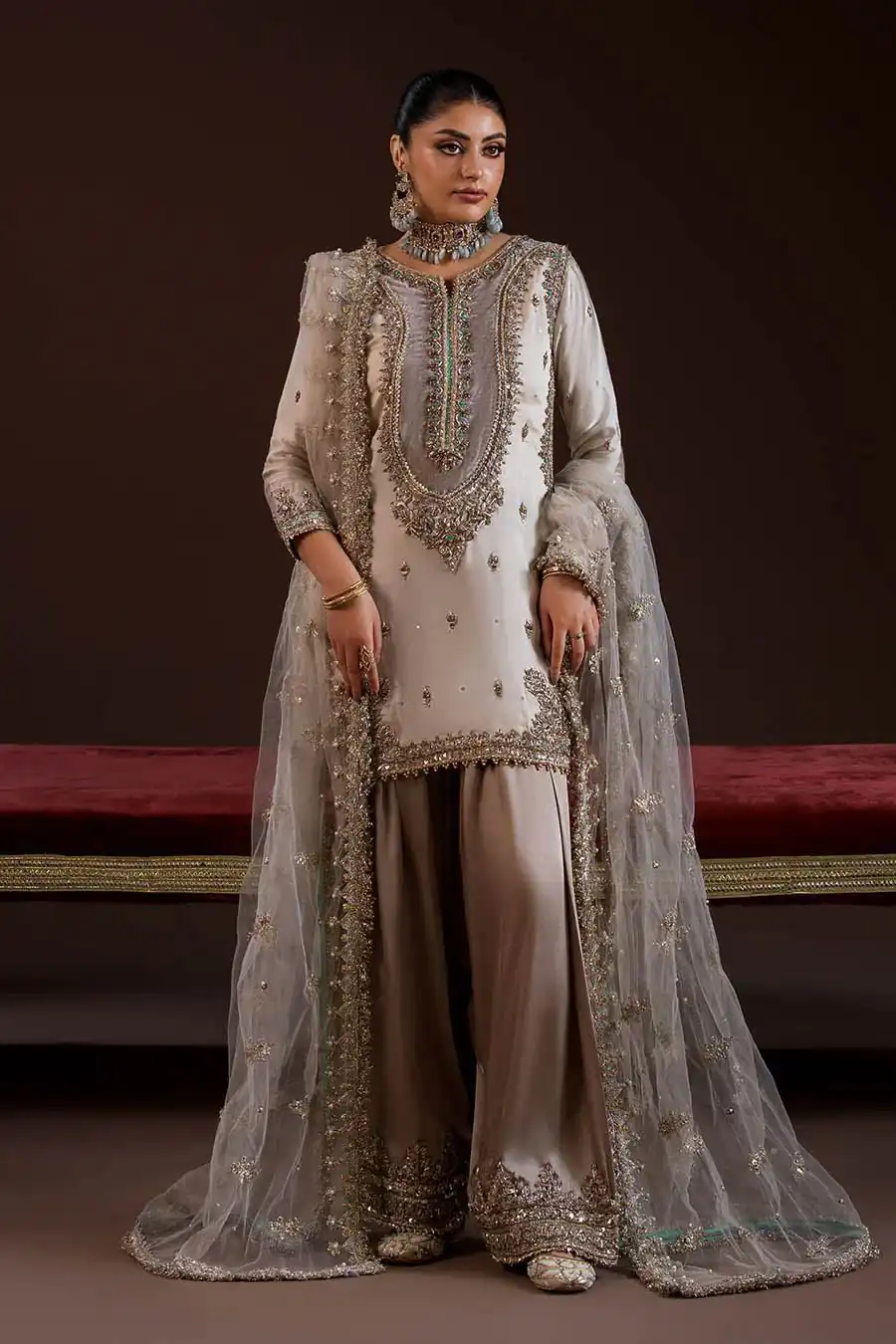 Peaceful Off White Crape Silk Sequence Work Salwar Suit - Image 4