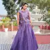 Solid Lavender Gold Crush Embroider Work Lehenga Choli