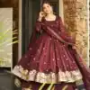Stunning Maroon Gold Crazy Embroidery Work Salwar Suit