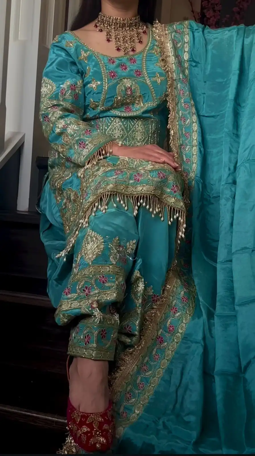 Stylish Blue Natural Crepe Sequence Work Salwar Suit - Image 4