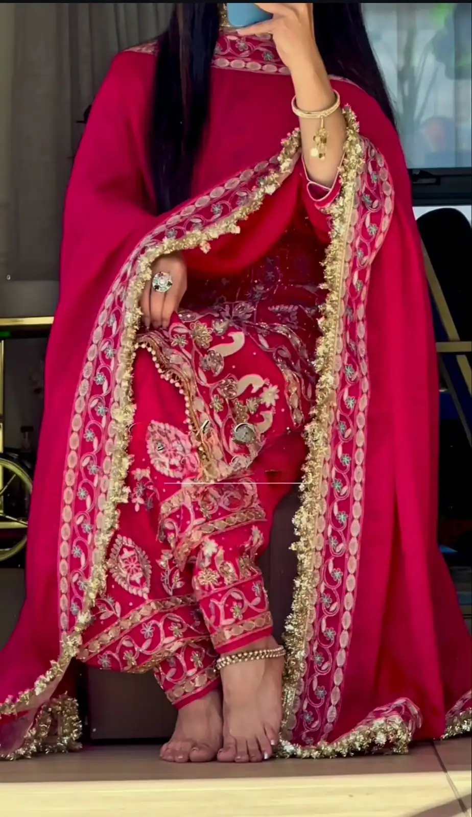 Stylish Pink Natural Crepe Sequence Work Salwar Suit - Image 4