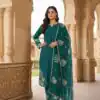 Stylish Teal Natural Crepe Sequence Work Salwar Suit