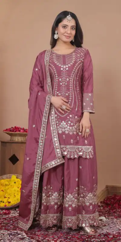 Super Onion Natural Crep Embroider Work Salwar Suit