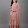 Pink Faux Georgette Embroider Salwar Suit
