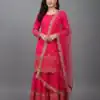 Rani Pink Faux Georgette Embroider Salwar Suit