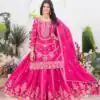 Rani Pink Chinon Silk Embroider Lace Work Salwar Suit