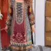 Grey Faux Georgette Mirror Work Print Salwar Suit