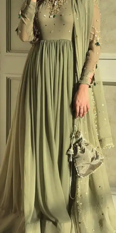 Mehendi Faux Georgette Sequin Work Gown