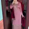 Baby Pink Chinon Lace Embroidery Work Salwar Suit