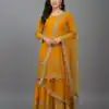 Yellow Faux Georgette Embroider Salwar Suit