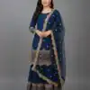 Navy Blue Faux Georgette Embroider Salwar Suit
