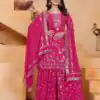 Pink Fox Georgette With Embroidery Work Salwar Suit