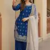 Royal Blue Zimmy Silk Embroider Work Salwar Suit