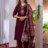 Maroon Marina Silk Embroider Work Salwar Suit