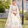 White Vichitra Silk Thread Work Lehenga Choli