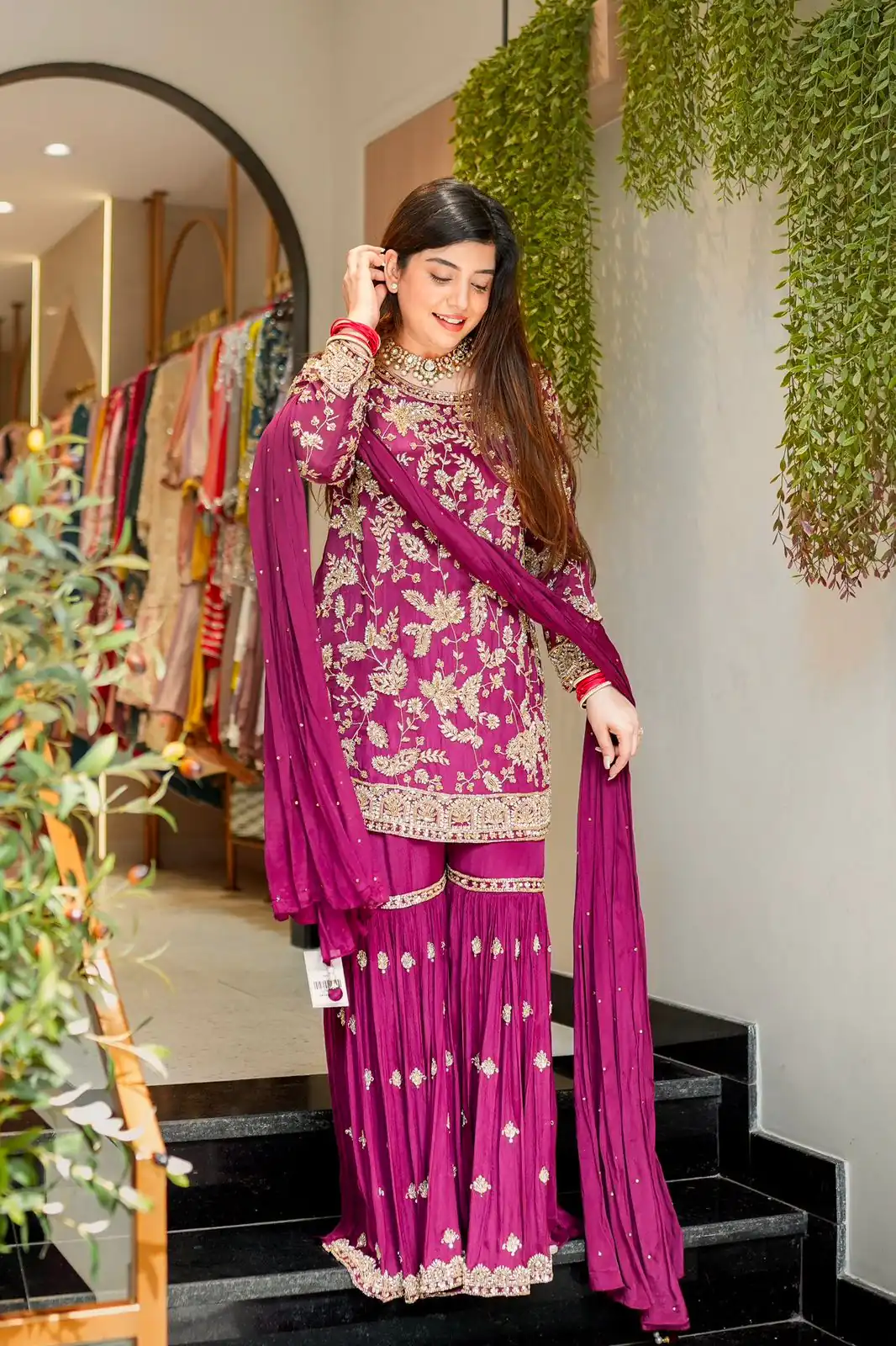 Pretty Wine Georgette Sequence Work Salwar Suit - Image 2