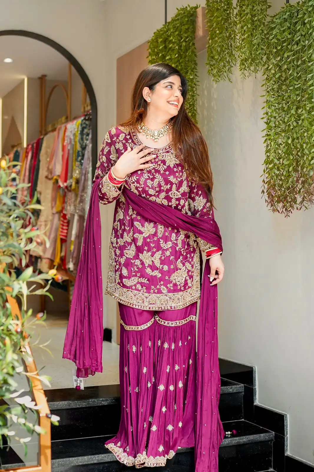 Pretty Wine Georgette Sequence Work Salwar Suit - Image 3